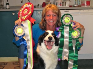 Tammy and rescue dog Keeper are all smiles after winning gold at the National Agility Trials in 2013.