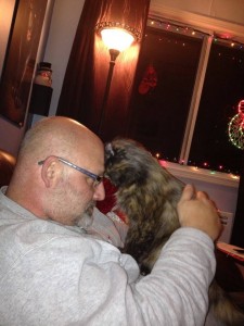 Isn't this the kind of photo that just melts your heart? Remember Sweet Pea (formally Momma)? She had six kittens over the summer, yet she was still one of the first to be adopted, which is so rare for our mom cats! This is Sweet Pea with the love of her life: Her dad Peter. She spent the last two holiday seasons outside in frigid temperatures with no one to love her, so THIS year is extra special for both Sweet Pea and her parents Peter and Tara.